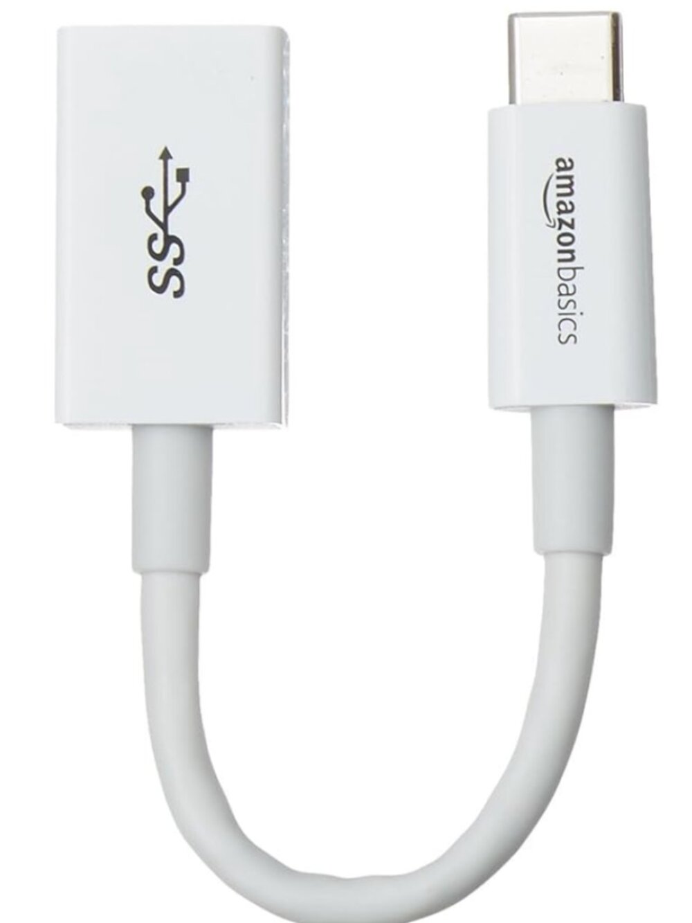Amazon Basics USB-C to USB-A Gen1 Adapter Cable Converter, 5Gbps High White NIB
